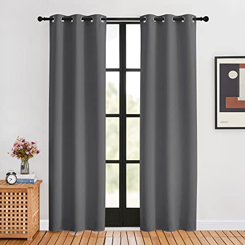 Blackout Window Curtains 80 inch Long (Grey / 34"W x 80"L (Pack of 2))