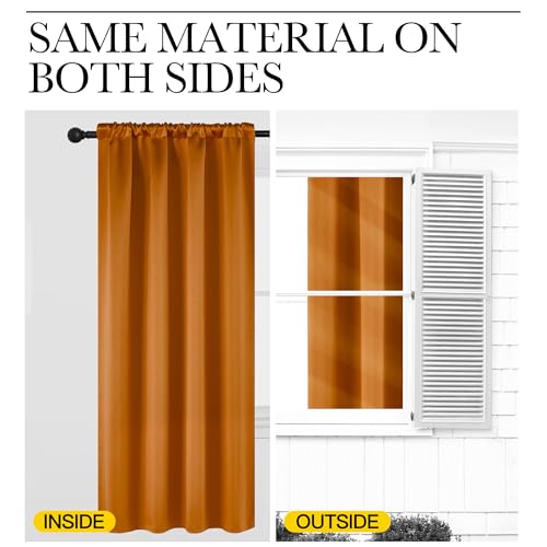 Room Darkening Cafe Satin Curtains for Small Windows (Orange / 42"W x 36"L (Pack of 2))