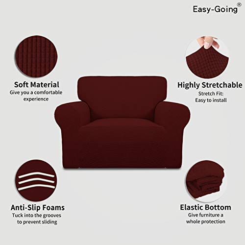 Stretch Oversized Chair Slipcover with Arm Washable Wine (Small-XL Chair / Wine)