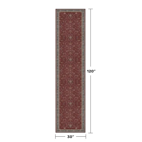 Dark Red 2'6''x10' Wide Hallway Runner Rug (2'6" x 10' (Runner) / Burgundy)