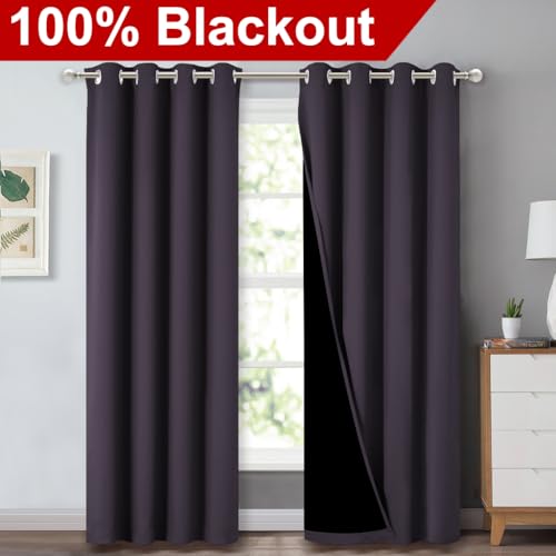 Greyish Purple Blackout Curtains for Baby Room 52" x 84" 2 Panels (Greyish Purple / 52"W x 84"L (Pack of 2))