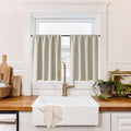 100% Blackout Bathroom Curtains Over Sink 24 inches Long (100% Blackout - Natural / 42"W x 24"L (Pack of 2))