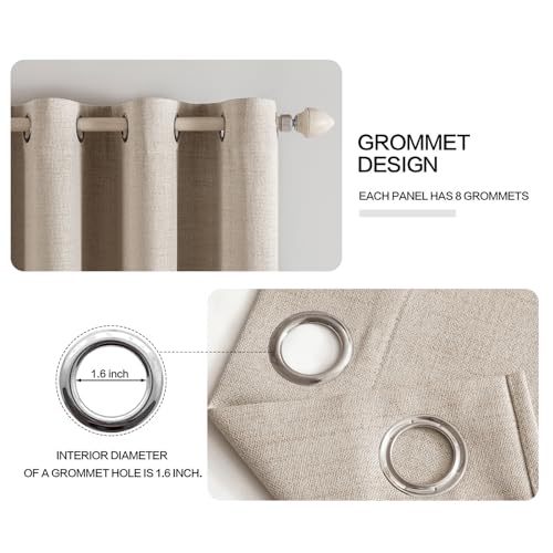 100% Blackout Linen Curtains for Bedroom 52x54 Inches Taupe (Taupe / 52"W x 54"L (Pack of 2))