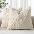 Faux Fur Plush Soft Beige Throw Pillow Covers 12x12 Set of 2 (12" x 12" (Pack of 2) / Beige)
