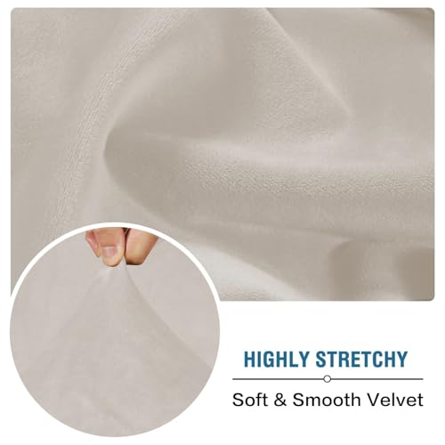 Velvet Stretch Couch Cushion Cover Plush Cushion Slipcover for Chair Loveseat Sofa Cushion Furniture Protector Seat Cushion Sofa Cover (Oatmeal / 2 Cushion Sofa)