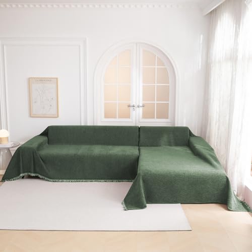 Oversized Sofa Covers Couch Covers for 3 Cushion Couch Sofa Pet Friendly (91" x 150" / Moss Green)