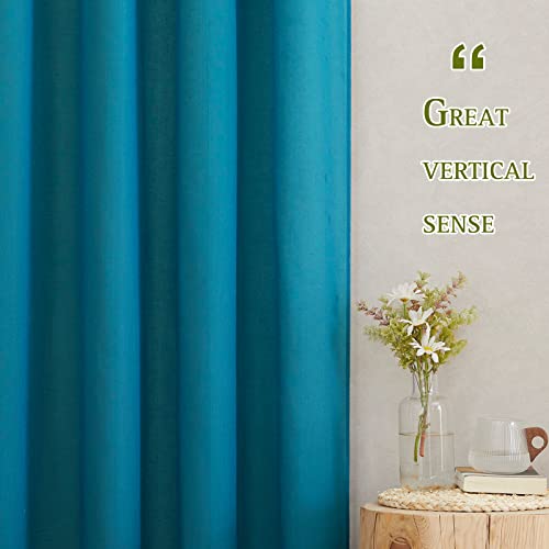 Small Curtains 45 inch Length for Kitchen (52"W x 45"L (Pack of 2) / Peacock Green)