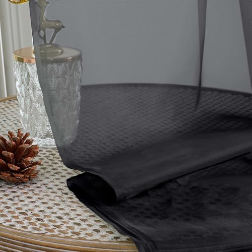 Black Sheer Curtains 96 Inches Long 2 Panels (Black / 59"W x 96"L (Pack of 2))