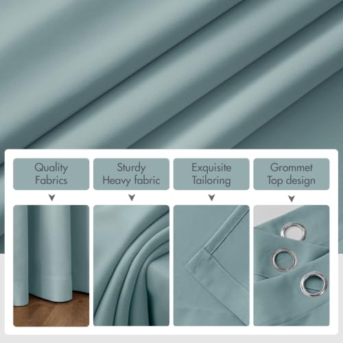 Slate Blue Blackout Bedroom Curtains Drapes 96 Inch Long 52"x96" (Slate Blue / 52"W x 96"L (Pack of 2))