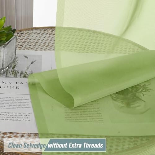 Sheer Curtains 63 Inch Length 2 Panels (42"W x 63"L (Pack of 2) / Lime)