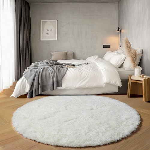 Cream White Round Area Rugs 6ft (Cream White / 6' (Round))