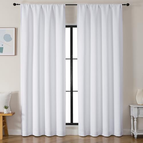 Ava Pure White Curtains for Bedroom 90 Inches Long 2 Panels Set (Pure White / 50"W x 90"L (Pack of 2))