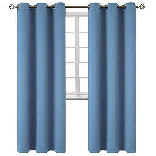 Denim Blue Blackout Curtains for Living Room 84 Inch Long (Faded Denim / 42"W x 84"L (Pack of 2))
