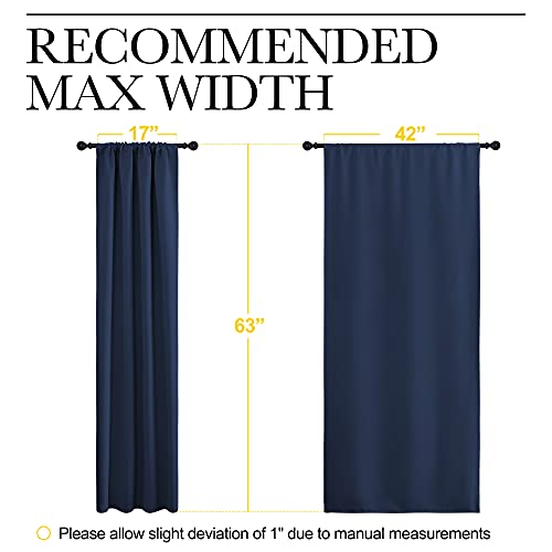 Navy Blackout Curtains for Bedroom 42" Wide x 63" Long 2 Panels (Navy / 42"W x 63"L (Pack of 2))