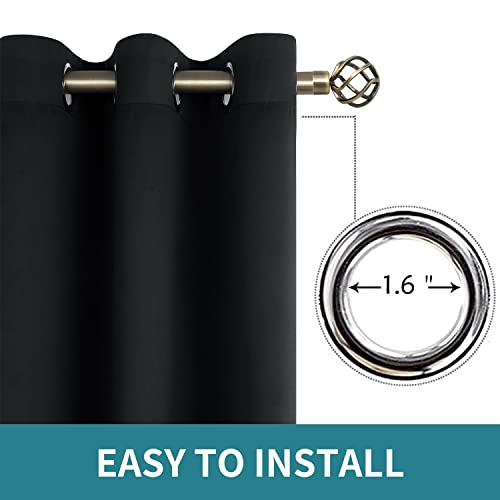 Black Blackout Curtains for Living Room 84 Inch Long (Black / 38"W x 84"L (Pack of 2))