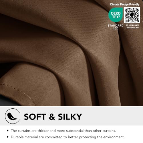 Short Blackout Curtains for Small Windows Thermal Insulated Rod Pocket and Back Tab Curtains 42Wx45L Inch Brown 2 Panels (Brown / 42"W x 45"L (Pack of 2))