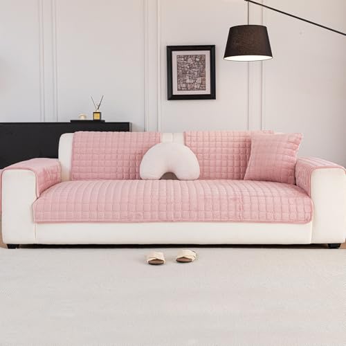 Sectional Velvet Couch Covers for 1 Seat (Pink / 1PC/35.4"x35.4"/Backrest & Single)