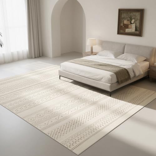 8x10 Moroccan Washable Area Rugs for Living Room (8' x 10' (Rectangular) / Light Camel-brown-black)