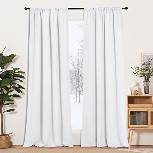 Curtains for Bedroom Living Dining Room 102 inches Long (Pure White / 52"W x 102"L (Pack of 2))