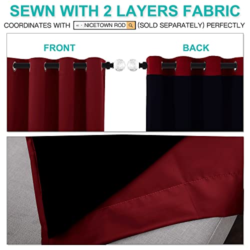 100% Blackout Curtains with Black Liner Backing (Burgundy Red / 42"W x 84"L (Pack of 2))