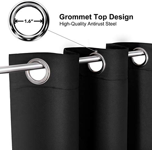 Short Blackout Curtains for Bedroom 36 Inches Long (42"W x 36"L (Pack of 2) / Black)