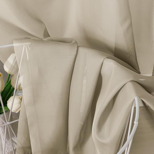 Taupe Sheer Curtains 96 Inches Long 2 Panels Set (42"W x 96"L (Pack of 2) / Taupe)