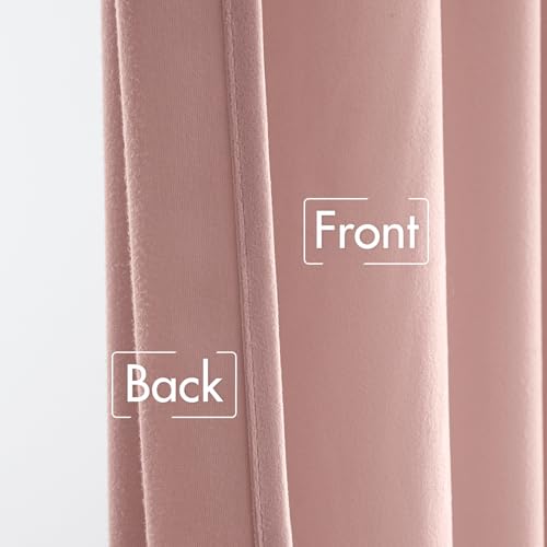Light Pink Velvet Curtains 52x96 inches Luxury Blackout Curtains (Light Pink / 52"W x 96"L (Pack of 2))