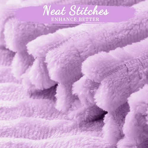 12 Pcs Flannel Blankets Bulk (Lavender Purple)