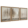 Triptych Neutral Misty Forest Framed Canvas Wall Art (16"L x 12"W / Sunny Forest)
