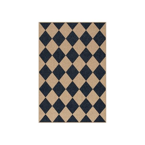 Checkered Easy Jute Non Slip Front Door Mat (2' x 3' (Rectangular) / Black/Checkerboard -2)