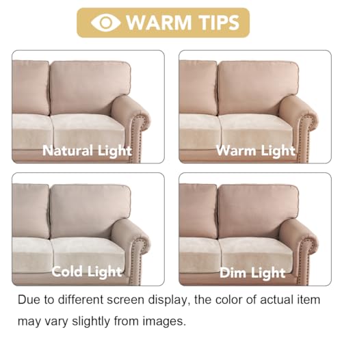 Velvet Stretch Couch Cushion Cover Plush Cushion Slipcover for Chair Loveseat Sofa Cushion Furniture Protector Seat Cushion Sofa Cover (Ivory / 3 Cushion XL Sofa)