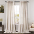 Extra Long Curtain 108 inches Long 2 Panels Set Back Tab Beige Linen Drapes for Living Room Neutral Farmhouse Light Filtering Semi Sheer Linen Curtains 108 inch Length for Large Window Tan 9 FT (52"W x 108"L (Pack of 2) / Linen)