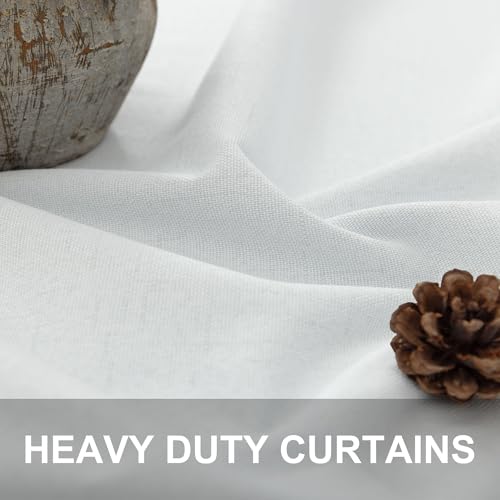 Black Out Curtains 63 Inch Long Small White Blackout Energy Saving Dining Room Darkening Curtain for Nursery Office Shabby Chic Faux Linen Kids Bedroom Curtains 63 Inch Length 2 Panels Back Tab Pocket (White / 52"W x 63"L (Pack of 2))