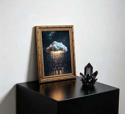 Vintage Gold Framed Moody Cloud Wall Art (cloud / 11"LX9"W)