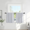 White Curtains for Small Window Energy Efficiency Room Darkening Curtains for Kids Nursery (Greyish White / 34"W x 30"L (Pack of 2))
