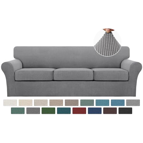 4 Piece Sofa Covers for 3 Cushion Couch Sofa Slipcover Soft Couch Cover for Dogs (XL Sofa (3 Cushion) / Dove)