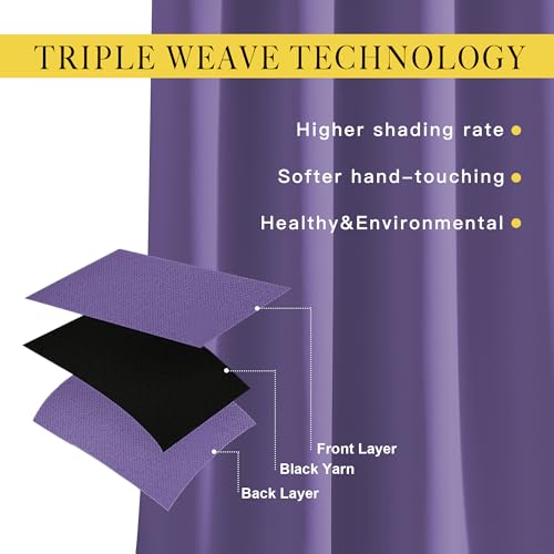 Lilac Purple Room Darkening Curtains 66 inches Long (Lilac Purple / 66"W x 66"L (Pack of 2))