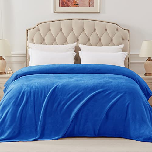 Soft Fleece Blanket Queen Size for Bed (Cobalt Blue / Queen (90" x 90"))
