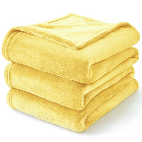 Fleece Blanket Soft Plush Throw for Couch Light Yellow 50"x60" (Light Yellow / Throw(50"x60"))