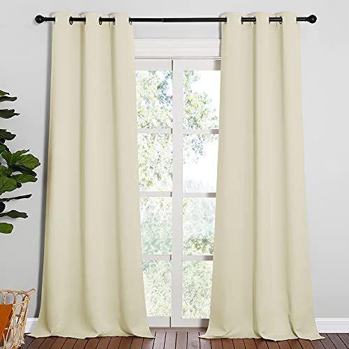 Room Darkening Curtain Panels 2 Panels 42 x 90 (Beige / 42"W x 90"L (Pack of 2))