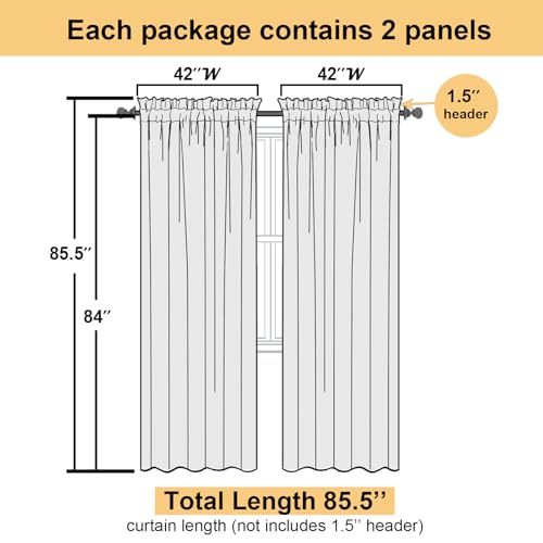 Lime Sheer Curtains 84 Inches Long 2 Panels (Lime / 42"W x 84"L (Pack of 2))