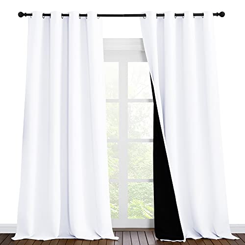 White Blackout Curtains for Bedroom 55" Wide x 96" Long 2 Panels (Pure White / 55"W x 96"L (Pack of 2))