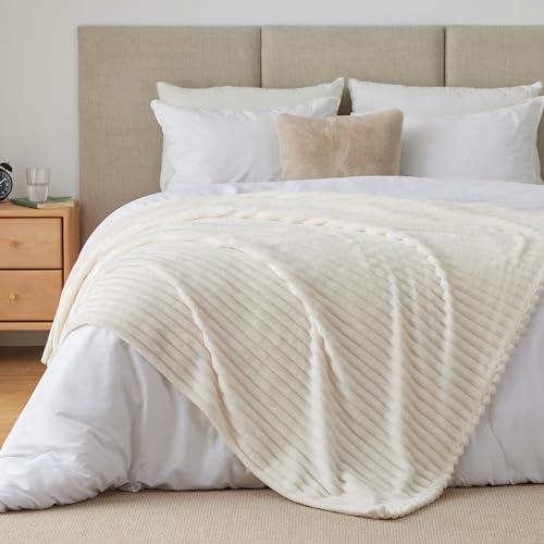 Ribbed Twin Blanket for Couch & Bed (Cream / Twin(60"x80"))