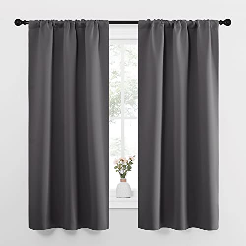 Grey Blackout Curtains for Bedroom 34" Wide x 63" Long 2 Panels (Grey / 34"W x 63"L (Pack of 2))