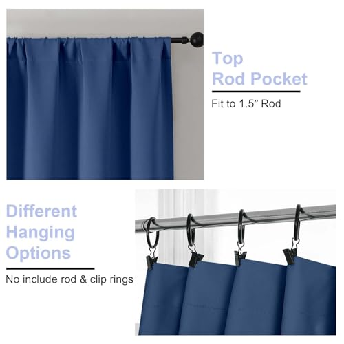 Ava Royal Blue Blackout Curtains for Bedroom 84 Inch Length 2 Panels Set (Royal Blue / 40"W x 84"L (Pack of 2))