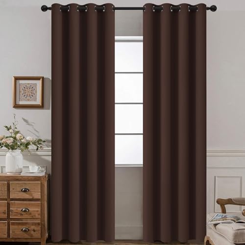 Room Darkening Curtains 52x90 inch Long Chocolate Brown (Chocolate Brown / 52"W x 90"L (Pack of 2))