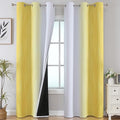 Yellow and Greyish White Ombre Blackout Curtains for Living Room 84 Inch (Yellow and Greyish White / 42"W x 84"L (Pack of 2))