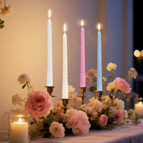 10 Inch Colored Spiral Taper Candles 12 Pack (10 inch Spiral Candle-12pcs / Mixed Colors)