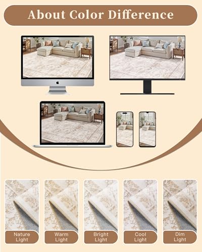 8x10 Area Rugs for Living Room (Wood/Ivory / 8' x 10' (Rectangular))