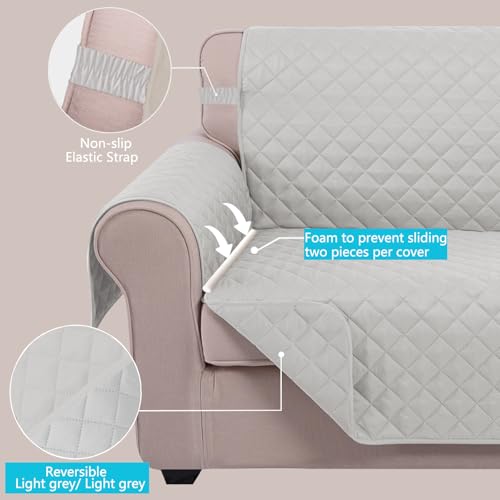 Large Sofa Cover Reversible Couch Cover for Dogs (Light Grey/Light Grey / 78"sofa Xl - Xl Large)